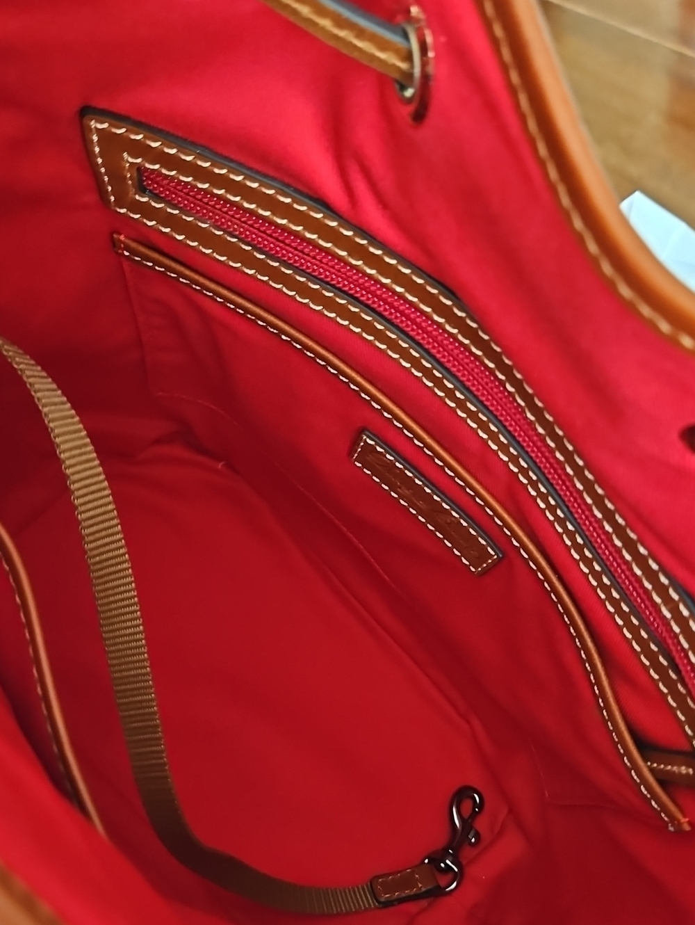 Dooney & Bourke Red Pebble Leather Drawstring Shoulder Bag - Picture 11 of 16